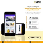 Mobile app UI design and feature highlights by 5ine, showcasing performance and maintenance solutions.