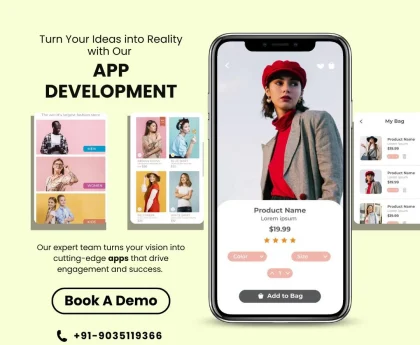 Mobile shopping app UI design by a Flutter app development company in Bangalore – 5ine Web Solutions.