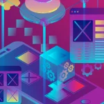 Colorful abstract illustration representing UI/UX design and mobile interface concepts created by an app development company in HSR Layout.
