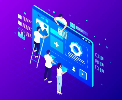 Team working on UI/UX design for a project by a custom app development company in Bangalore.