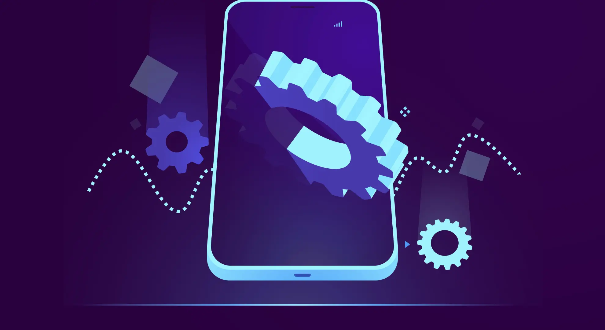 Mobile app with gears symbolizing secure app development services in Bangalore